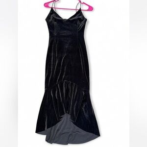 Aqua Elegant Black Velvet High Low Dress